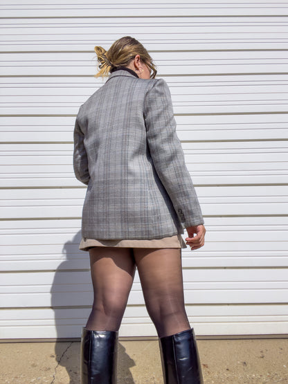 80s Gray Plaid Blazer (M/L)