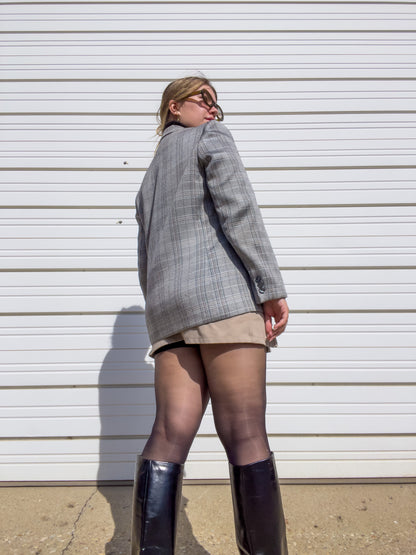 80s Gray Plaid Blazer (M/L)