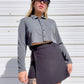 90s Black Mini Wrap Skort w/ Daisy Buckle (S/M)