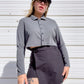 90s Black Mini Wrap Skort w/ Daisy Buckle (S/M)