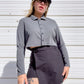 90s Charcoal Gray Cropped Button Up (M/L)