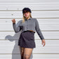 90s Charcoal Gray Cropped Button Up (M/L)