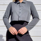 90s Charcoal Gray Cropped Button Up (M/L)