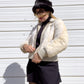 90s White Genuine Suede & Fur Cropped Bomber Jacket (S)