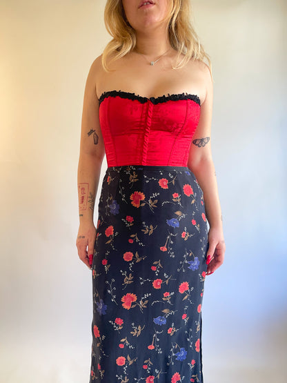 90s Red & Black Frederick's of Hollywood Corset (S/M)