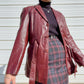 70s Oxblood Genuine Leather Belted Blazer w/ Removable Faux Fur Lining (S/M)