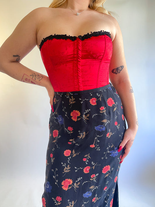 90s Red & Black Frederick's of Hollywood Corset (S/M)
