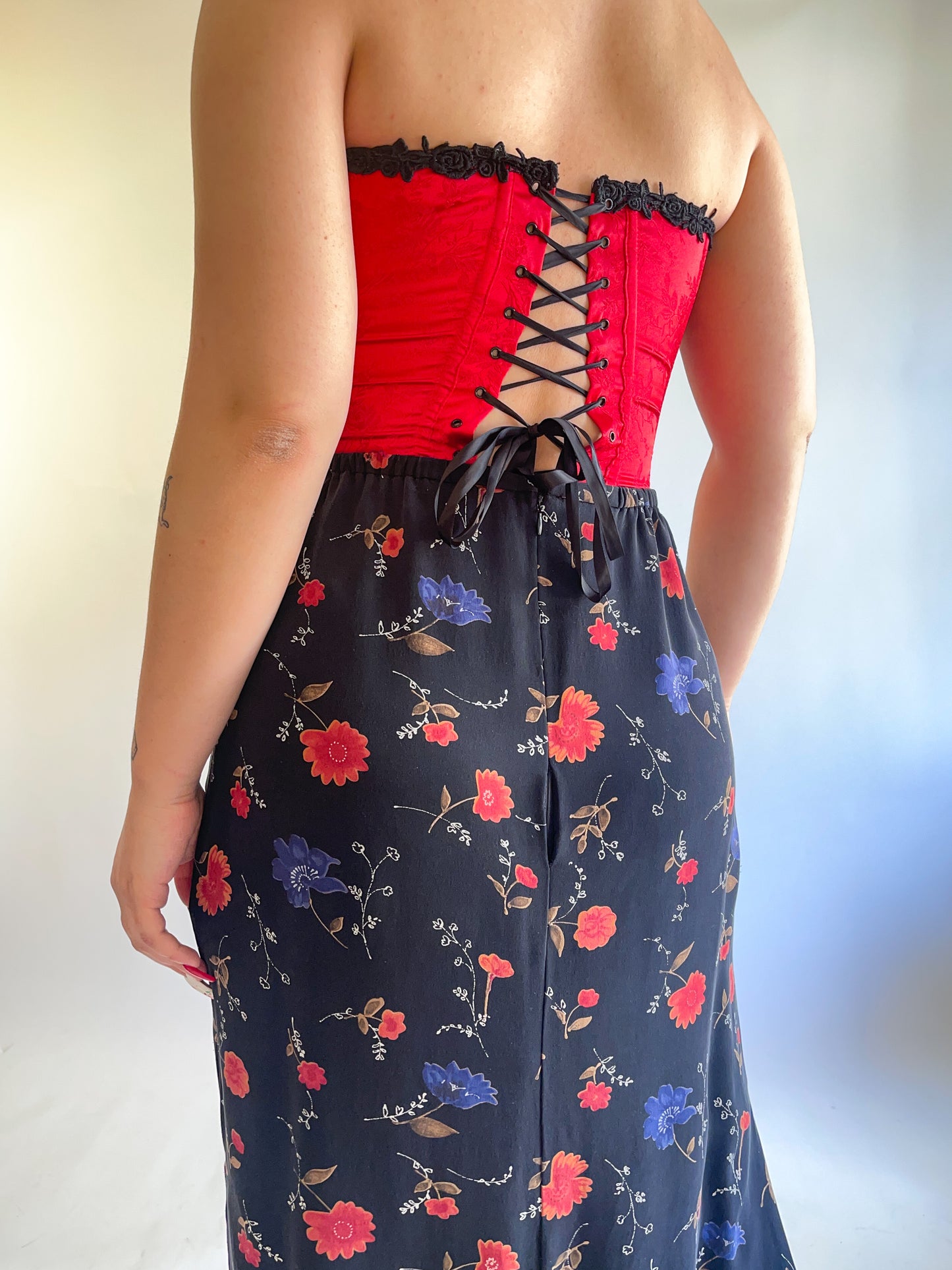 90s Red & Black Frederick's of Hollywood Corset (S/M)