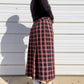 90s Red & Black Plaid Maxi Skirt (L)