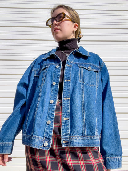 90s Dark Wash Classic Denim Jacket (XL)
