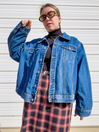 90s Dark Wash Classic Denim Jacket (XL)