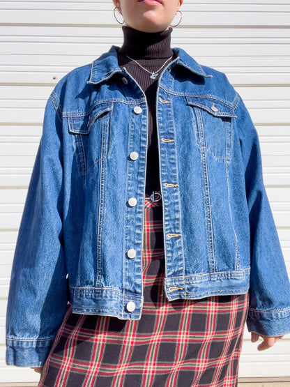 90s Dark Wash Classic Denim Jacket (XL)