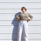 80s Tan, Navy, & White Striped Sweater (M/L)