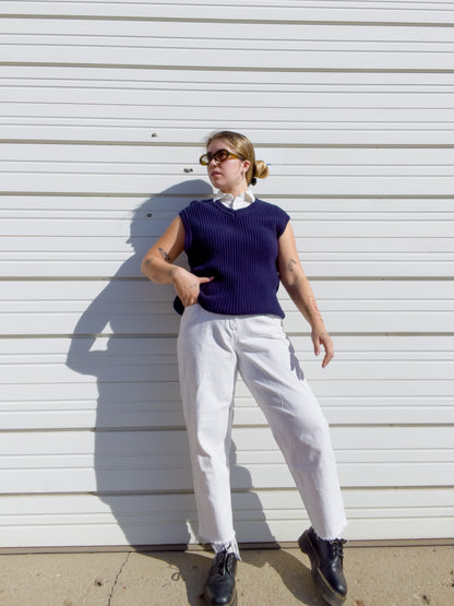 90s Navy Blue Knit Sweater Vest (L/XL)