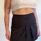 90s Black Pleated Mini Skirt w/ Ribbon Detail (M)