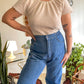 70s Funfetti Flutter Sleeve Waffle Knit Blouse (M/L)