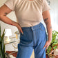 70s Funfetti Flutter Sleeve Waffle Knit Blouse (M/L)