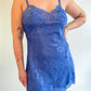 M 90s Blue Satin & Lace Slip Dress