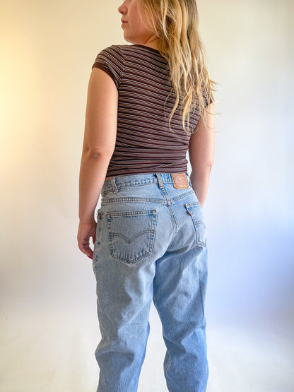 90s Y2K Brown Striped Baby Tee (S)