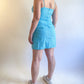 90s Y2K Deadstock Blue Floral Ruched Mini Dress (M)