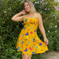 90s Yellow Butterfly Print Mini Sundress (S/M)