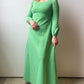 70s Lime Green Puff Sleeve Maxi Dress (S/M)