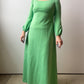 70s Lime Green Puff Sleeve Maxi Dress (S/M)
