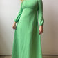 70s Lime Green Puff Sleeve Maxi Dress (S/M)