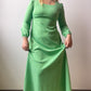 70s Lime Green Puff Sleeve Maxi Dress (S/M)