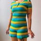 60s Striped Short Playsuit Romper (S/M)