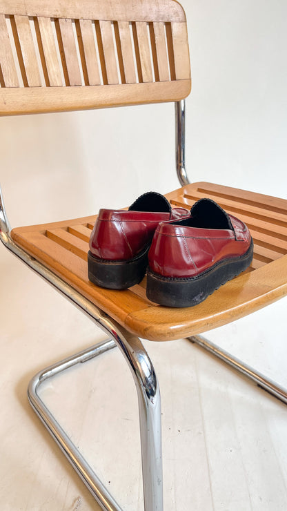 90s Oxblood Red Platform Loafers (US W6.5)