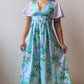 70s Floral Flutter Sleeve Maxi Dress (S/M)