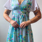 70s Floral Flutter Sleeve Maxi Dress (S/M)