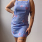 90s Periwinkle Floral Mini Dress (L)