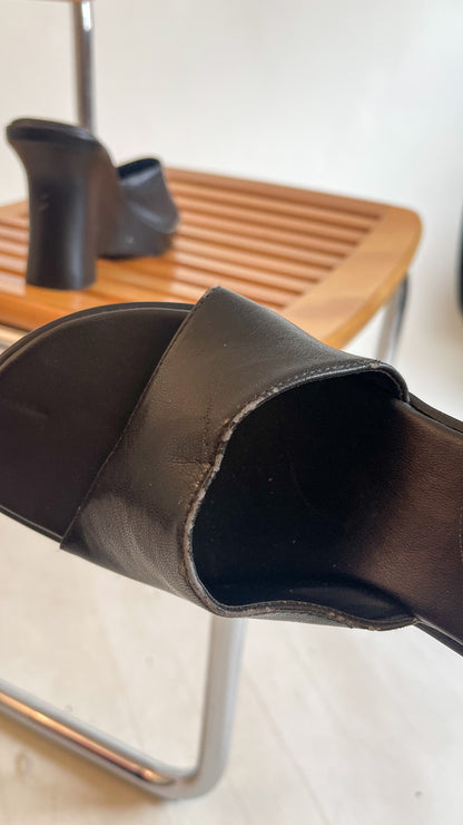 90s Black Platform Wedge Mules (US W7.5)