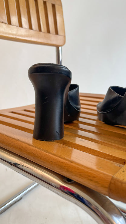 90s Black Platform Wedge Mules (US W7.5)
