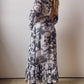 60s Op Art Patterned Puff Sleeve Maxi Dress (S)