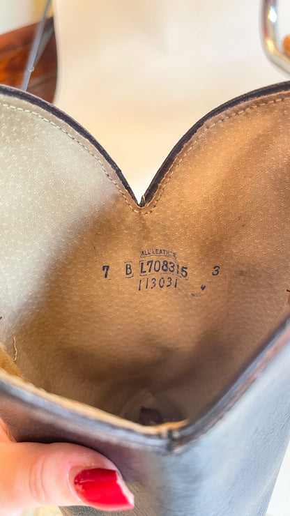 70s Black Heeled Cowboy Boots (US W7-7.5)