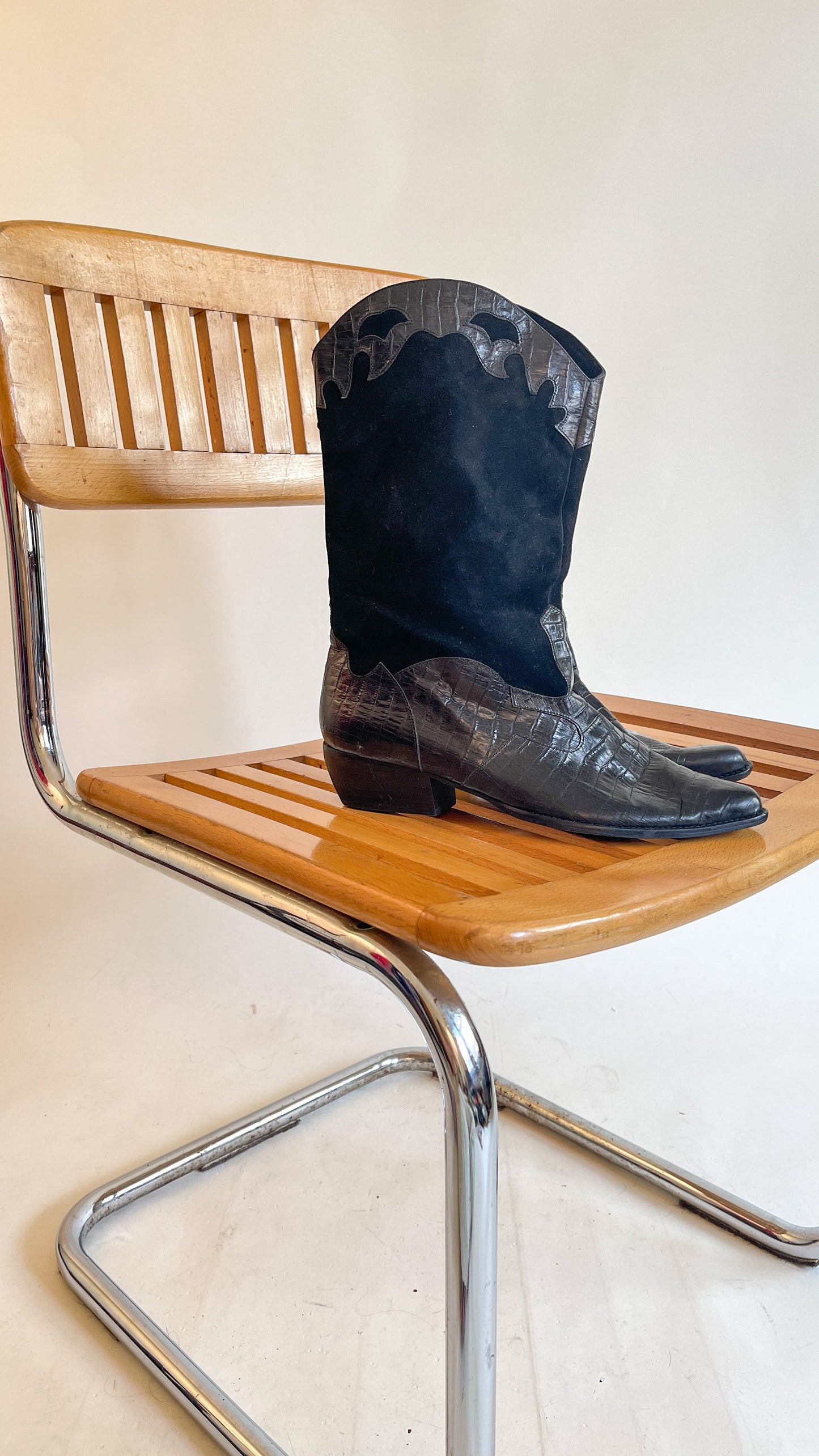 90s Suede & Leather Cowboy Boots (US W10)