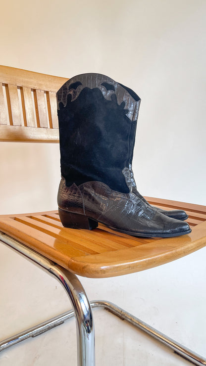 90s Suede & Leather Cowboy Boots (US W10)