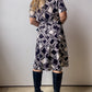 70s Black & White Geometric Print Midi Dress (XXL)