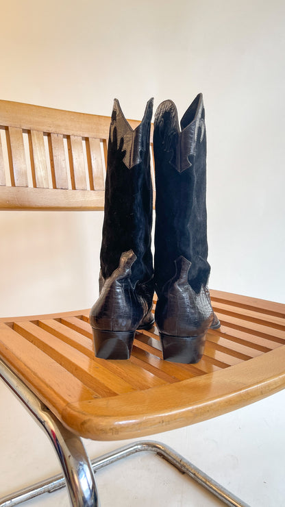 90s Suede & Leather Cowboy Boots (US W10)