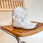 80s White Leather Short Cowboy Boots (US W9)