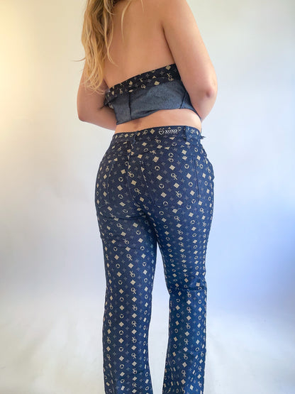 90s Y2K Denim Two Piece Halter & Pants Set (M/L)