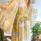 70s Rainbow Sherbert Floral Angel Sleeve Dress (XL/XXL)