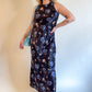 90s Silky Floral Print Maxi Dress (M)