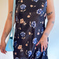 90s Silky Floral Print Maxi Dress (M)