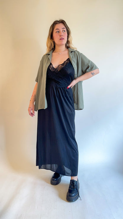 90s Sage Green Short Sleeve Button Up (XL)