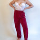 XL 90s Burgundy Sparkly Pull On Pants