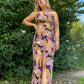 60s Psychedelic Graphic Floral Maxi Dress (S)